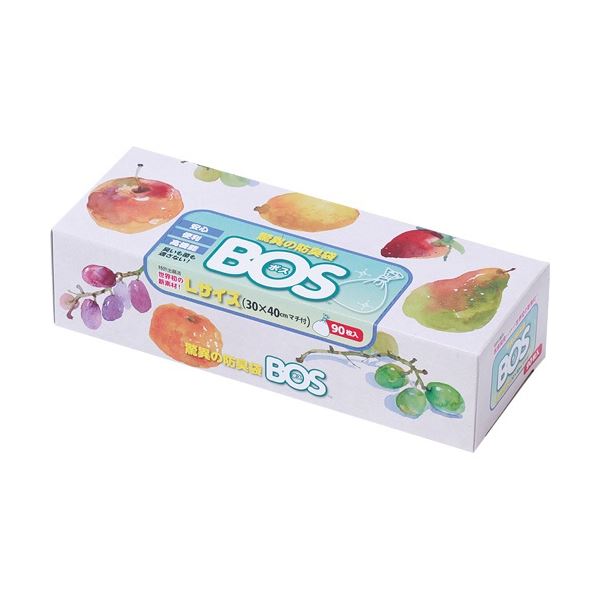 （まとめ）クリロン化成 驚異の防臭袋 BOS 箱型 Lサイズ 白 1箱（90枚） [x3セット]