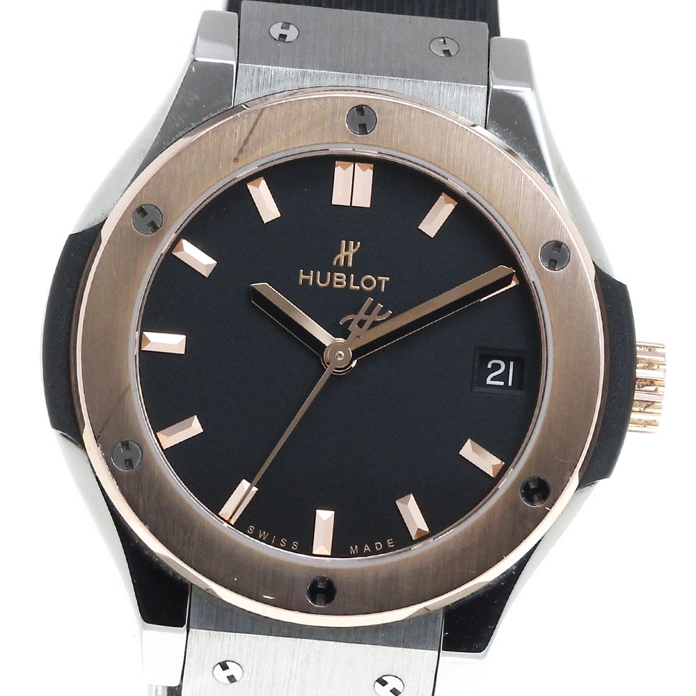 ウブロ HUBLOT 581.NO.1181.RX クラシックフュージョン キングゴールド チタニウム クォーツ レディース 箱・保証書付き_818780【中古】
