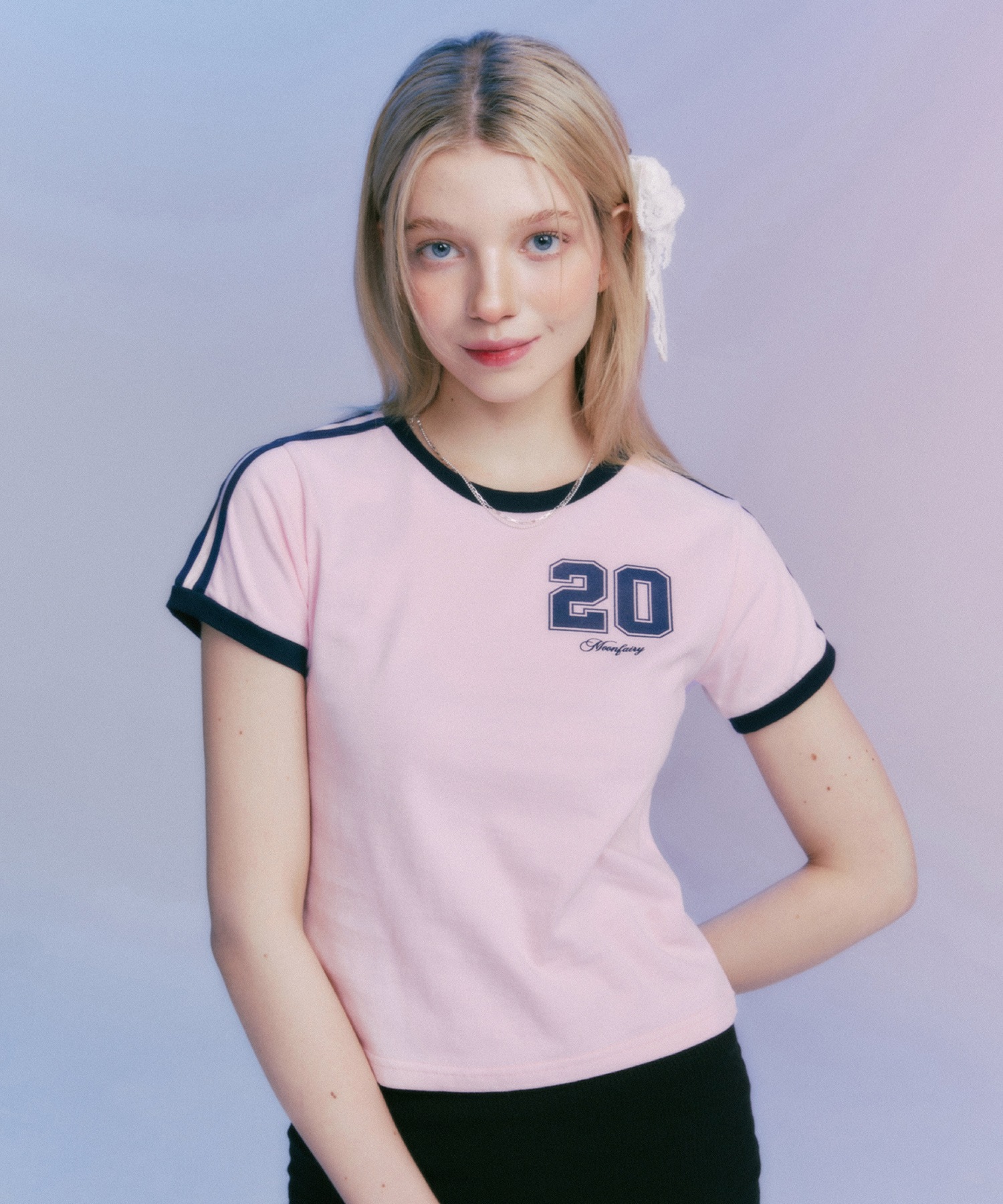 MF FAIRY NUMBER CROP TEE-PINK