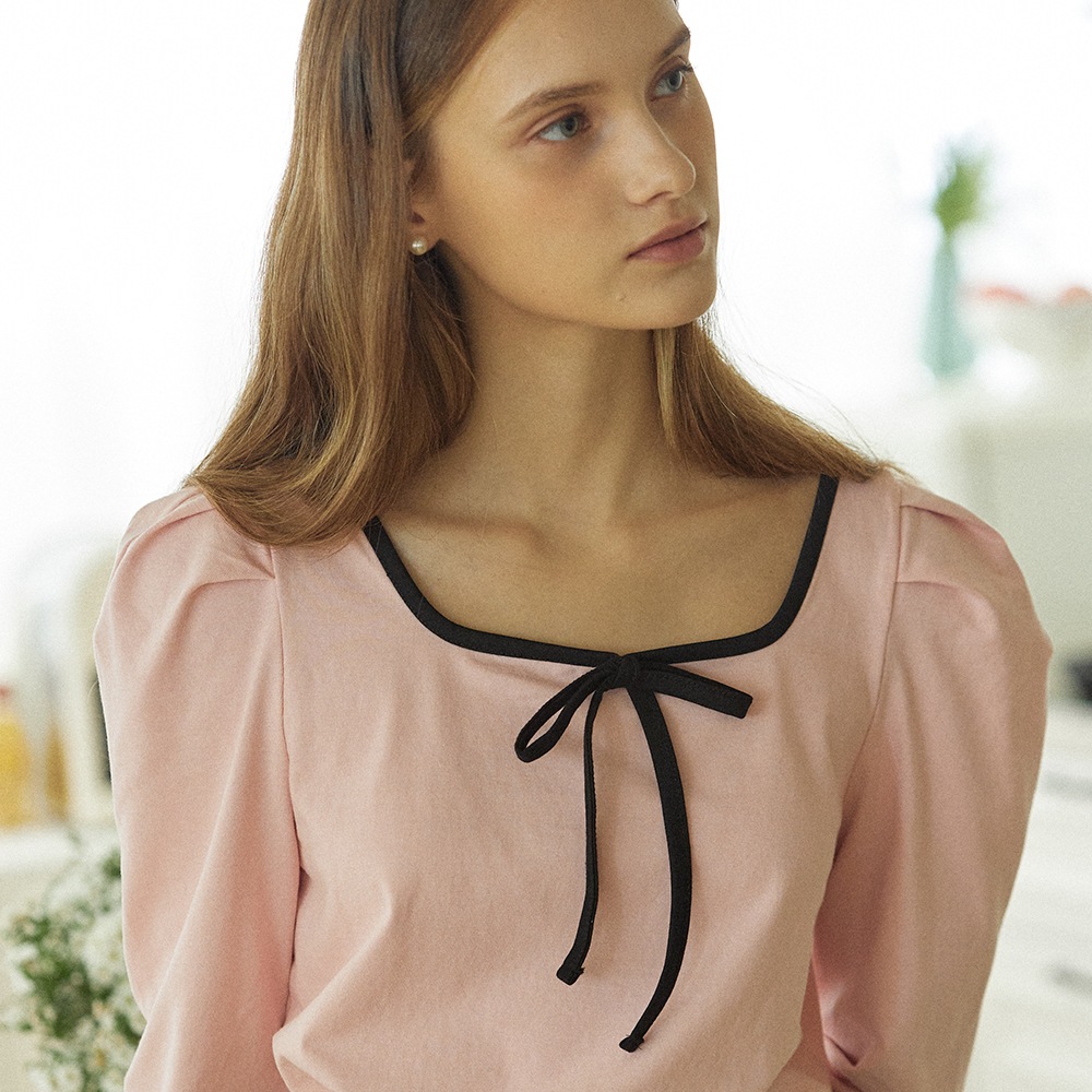 Ribbon Puff T-shirt - Pink