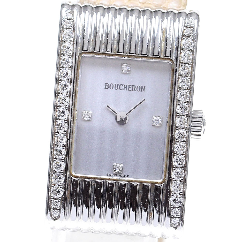 ブシュロン Boucheron リフレ サイドダイヤ 4P クォーツ レディース 替えベルト付_832808【中古】