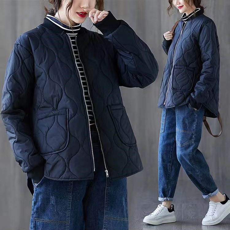 大人の魅力 ノーカラーコート レディース アウター ブルゾン キルティング シンプル カジュアル 秋冬