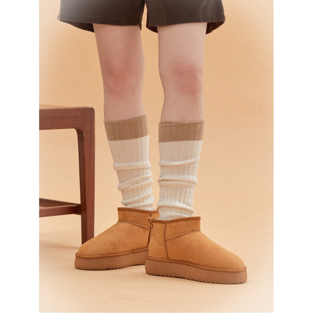 SHOOPEN スエードフリースプラットフォームショートブーツ HPCV8EFV04