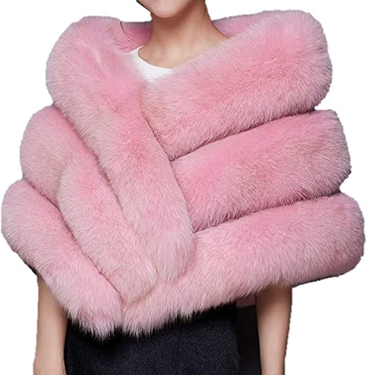ケースタイル アップ フェイク ファー マフラー フォックス 調 上品 ゆったり 大判 大きめ 秋 冬 フリーサイズ 暖かい 風 ケープ マント ポケット 付き(ピンク) 5,410円