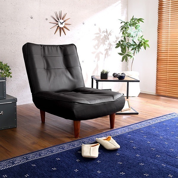 １人掛ハイバックソファ PVCレザー ローソファにもポケットコイル使用３段階リクライニング 日本製