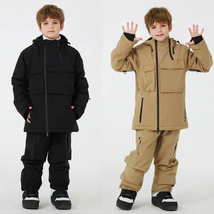 キッズスキーウェア子服スキーウェア暖かい男の子女の子キッズスノーウェア可愛いアウトドア子どもスノーボードウエア雪遊び防水スキーウエアセットアップ上下セットジャケット