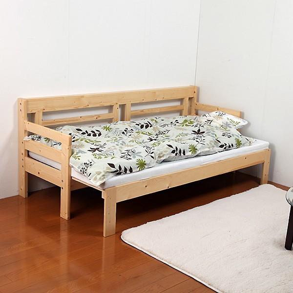 ソファベッド シングル すのこ 天然木 ソファーベッド マットレス付 スノコベッド コンパクト