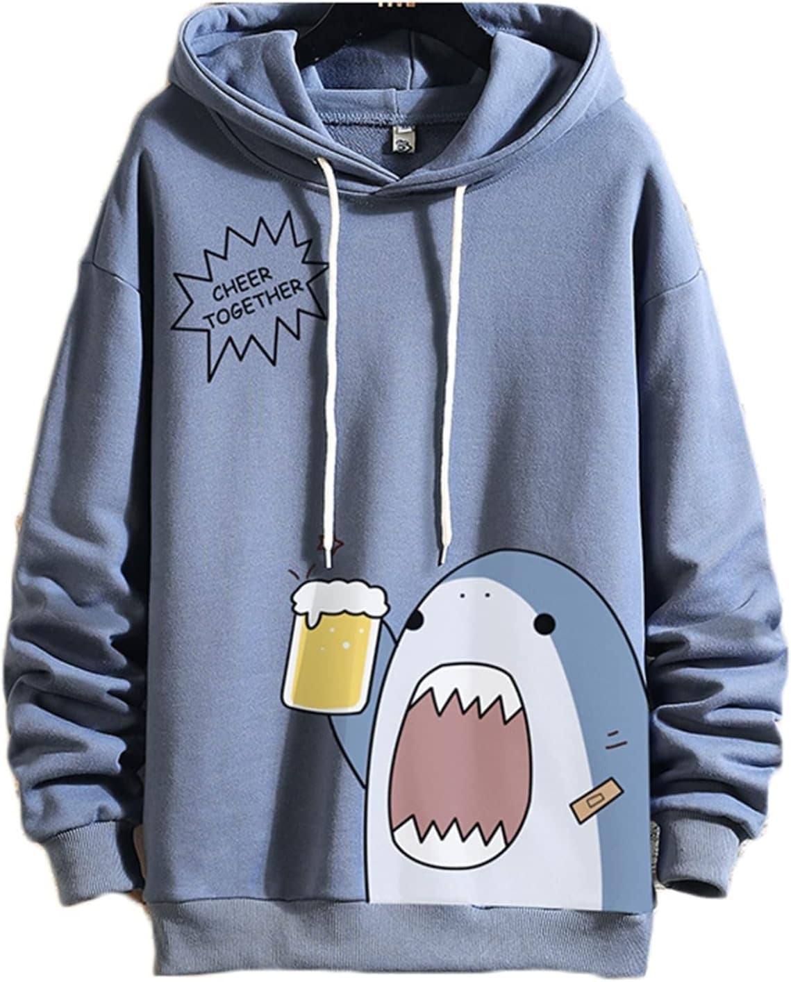 パーカー メンズ サメ柄パーカー シャークプリント プルオーバー 大きいサイズ 春秋 フード付きパーカー 韓国風 ハンサム カジュアルパーカー トレーナー 柔らかい ジャケット おしゃれ 釣