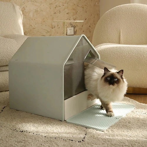 U猫 トイレ キャットトイレ ホウスタイプ house マットなし 散らかりにくいネコトイレ 本体 フルカバー 猫トイレ お掃除簡単 飛び散りにくい 大型猫 スコップ付き シンプル ペットトイレ おし