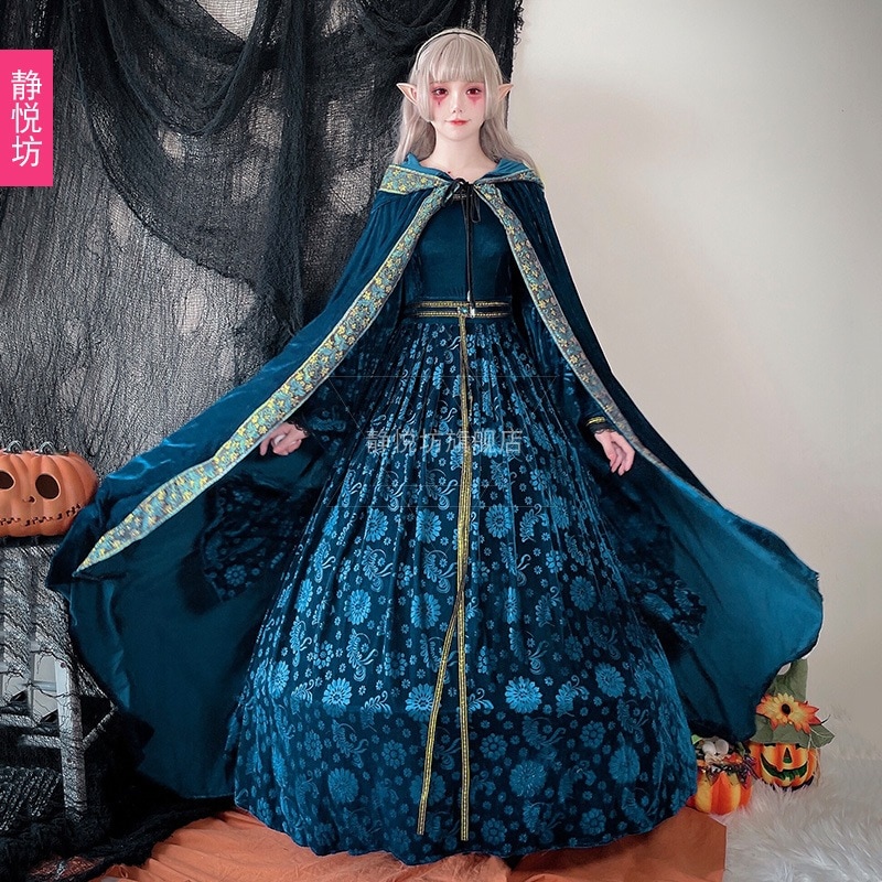 ハロウィン衣装 宮殿 魔女 マント ショール エルフ プリンセス 女王 ステージドレス 女王ローブ ロングスカート 外国貿易