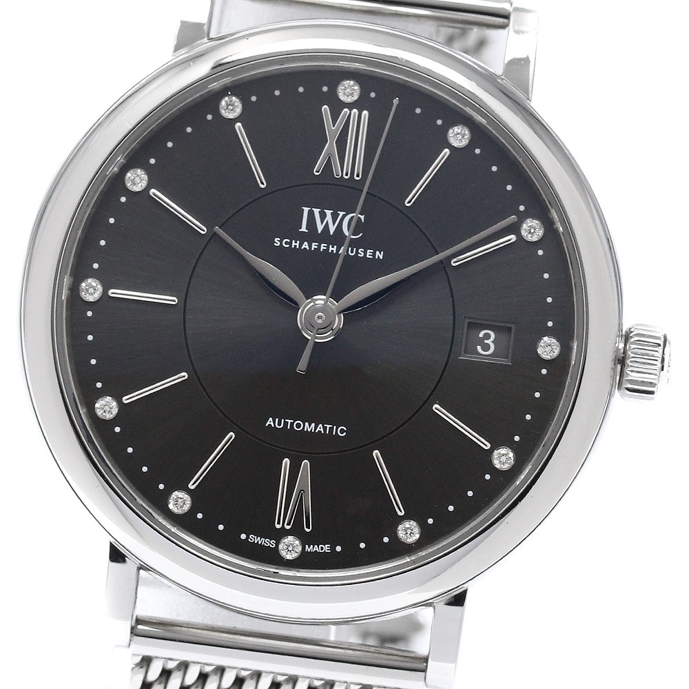 IWC IWC SCHAFFHAUSEN IW458110 ポートフィノ オートマティック 37 12Pダイヤ 自動巻き ボーイズ 保証書付き_960447【中古】