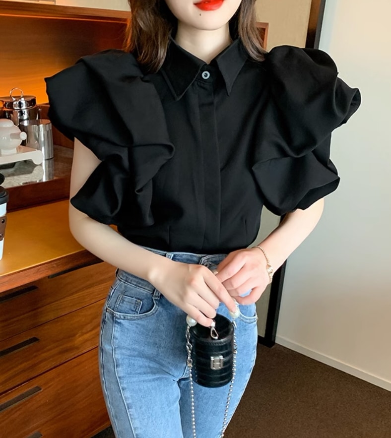 トップス デート モテアイテム シャツ ブラウス フリル コットン 大人可愛い きれいめ 上品 おしゃれ かっこいい 大人可愛い ラブリー キュート ガーリー クール モード系 セクシー エレガント 5,151円