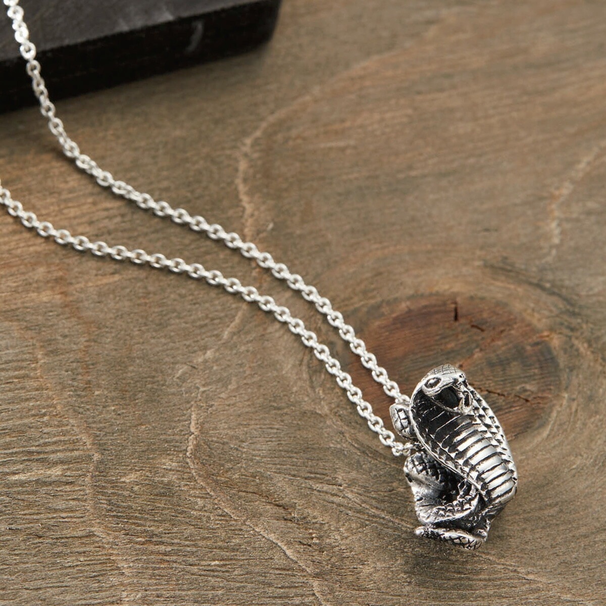 ネックレス メンズ シルバー925 コブラ 蛇 ヘビ アズキチェーン 大ぶり ごつめ