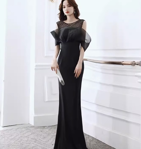 ワンピース デート モテアイテム ロング イブニングドレス オフショルダー シフォン 大人可愛い きれいめ 上品 おしゃれ かっこいい 大人可愛い ラブリー キュート ガーリー クール モード系