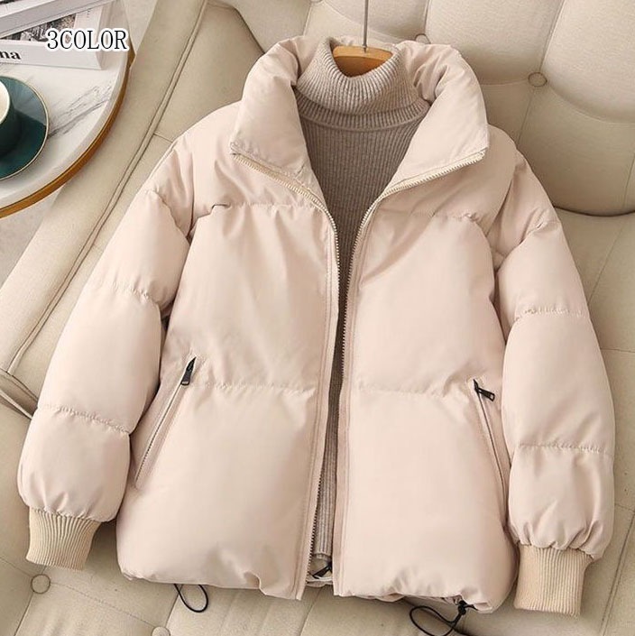 2022秋冬人気 新しい中綿ジャケット韓国ファッションアウターダウンコート レディース 無地 ショートコート 防寒