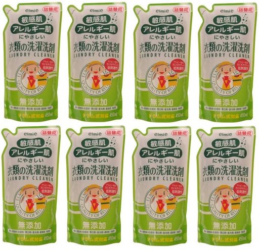 【まとめ買い】エルミー 敏感肌用衣類の洗濯洗剤 詰替 450ML×8個