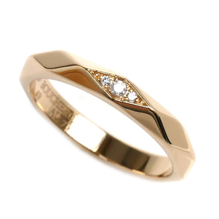 Boucheron ブシュロン K18PG ピンクゴールド ファセット 3ダイヤモンド リング ミディアム リング指輪 JAL00091 ダイヤモンド 9号 49 3.1g レディース 中古 美品