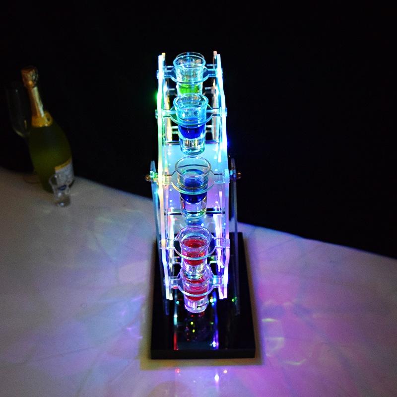送料無料 LED酒グラス棚 テキーラ観覧車 酒カップホルダー 酒グラススタンド ワインラック クラブ カラオケ 居酒屋 パーティー 飲み会に最適 LE