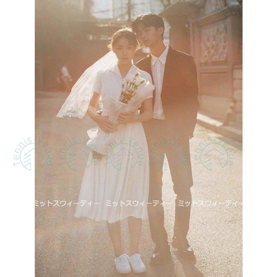 ウエディングドレス 結婚式 膝下 二次会 ウェディングドレス aラインドレス 花嫁 ブライダル 披露