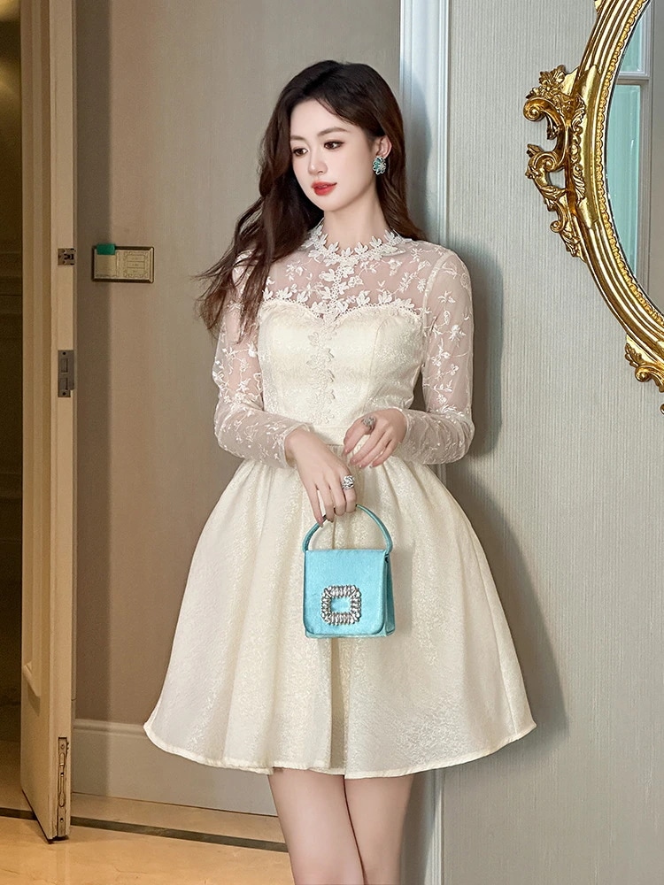 2024新品 レース ドッキング Aライン ショートワンピース ドレス パーティー キャバ 大人 同窓会 披露宴 卒業式 結婚式 演奏会 ウェディング 二次会 メガ割