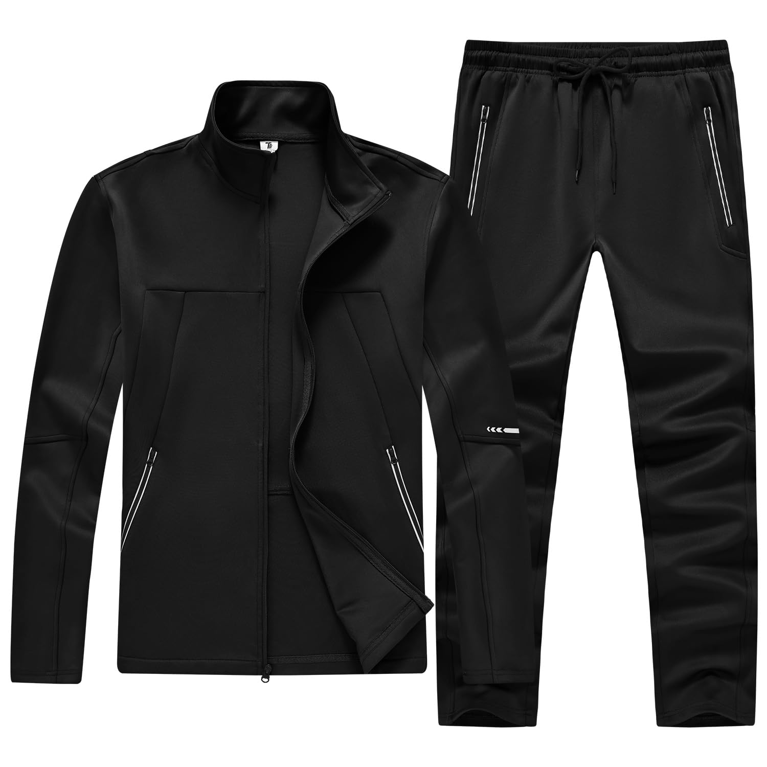 [YSENTO] ジャージ 上下セット メンズ トレーニングウェア セット スポーツジャージ スウェット 上下 立ち襟 フルジッパー上着 長袖 引き紐 ロングパンツ ランニングウェア 吸汗速乾 運動着