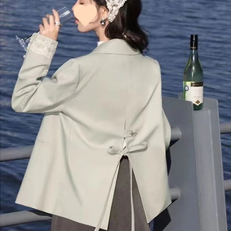 3日出荷 ミントグリーンアウター 新作高級感 スリム 秋 スーツ 春服 レディース