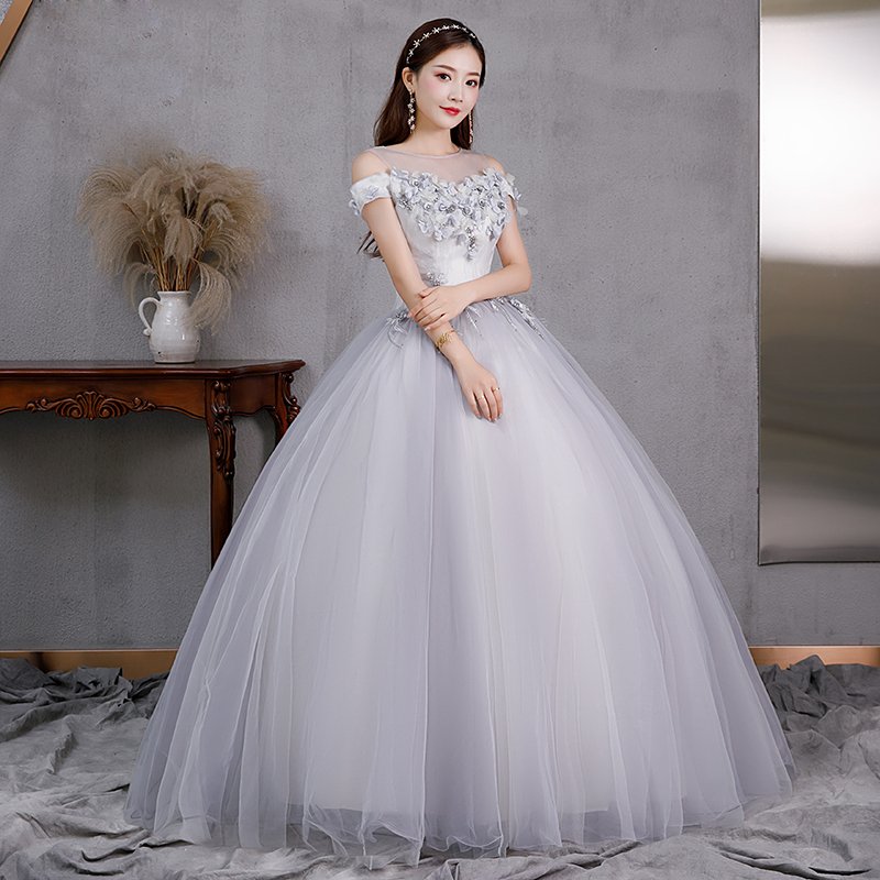 好評即納 薄ピンクの星空のスカートの花嫁の結婚式のドレスのディナー ...