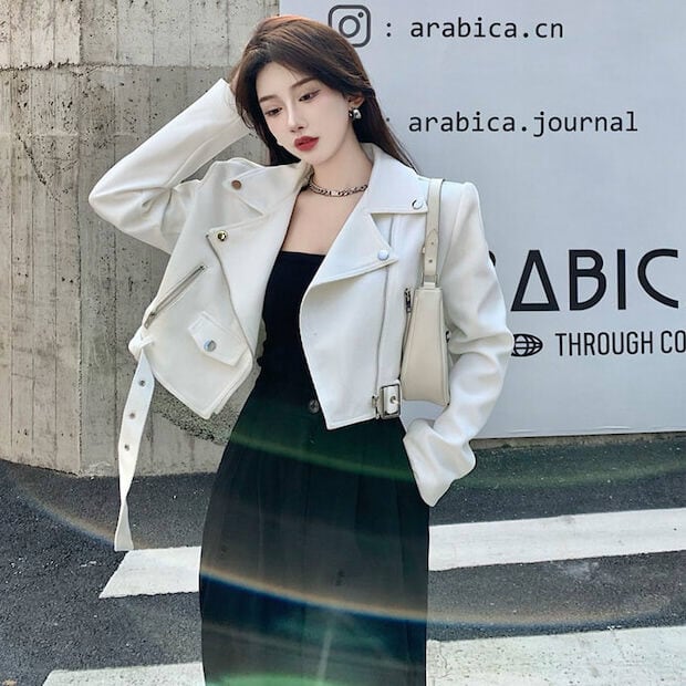 ジャケット ライダースジャケット ダブルライダース ショート丈 アウター 羽織り Vネック 長袖 5,640円