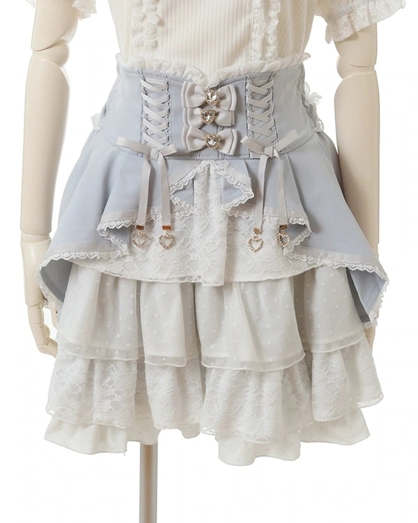 ハイウエストストラップウエストお尻と股間をカバーする着痩せ効果キュートでスイートな多層レースのケーキスカートハーフスカートタワースカート