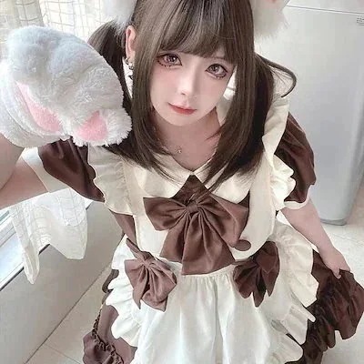 ロリータロリワンピースメイド服コス茶色メイド服
