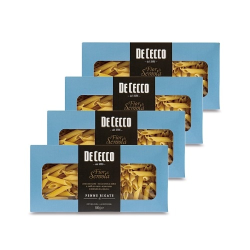 デチェコ・フィオール・ディ・セモラパスタ 500g x 4 - フェンネ・リガーテ おいしいパスタ綿サラダブランチ