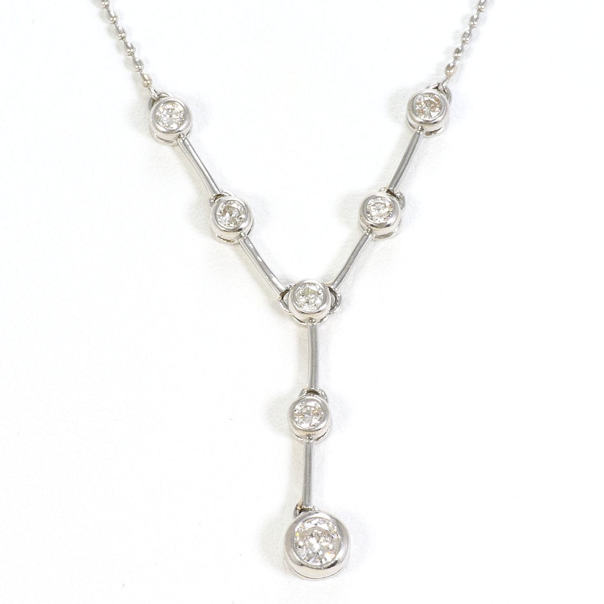 PT900 プラチナ PT850 プラチナ ネックレス ダイヤモンド 0.35ct 総重量約3.4g 約42cm 中古