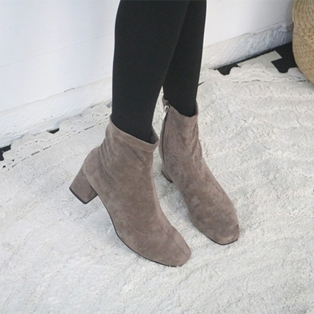 【ニーナズパリ】スエード6cmヒールアンクルブーツ