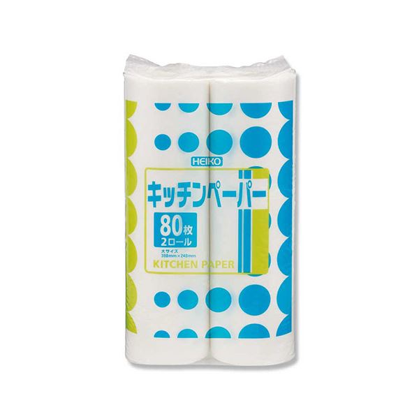 シモジマ HEIKO キッチンペーパー大 80カット/ロール #004711003 1セット(16ロール:2ロール8パック)