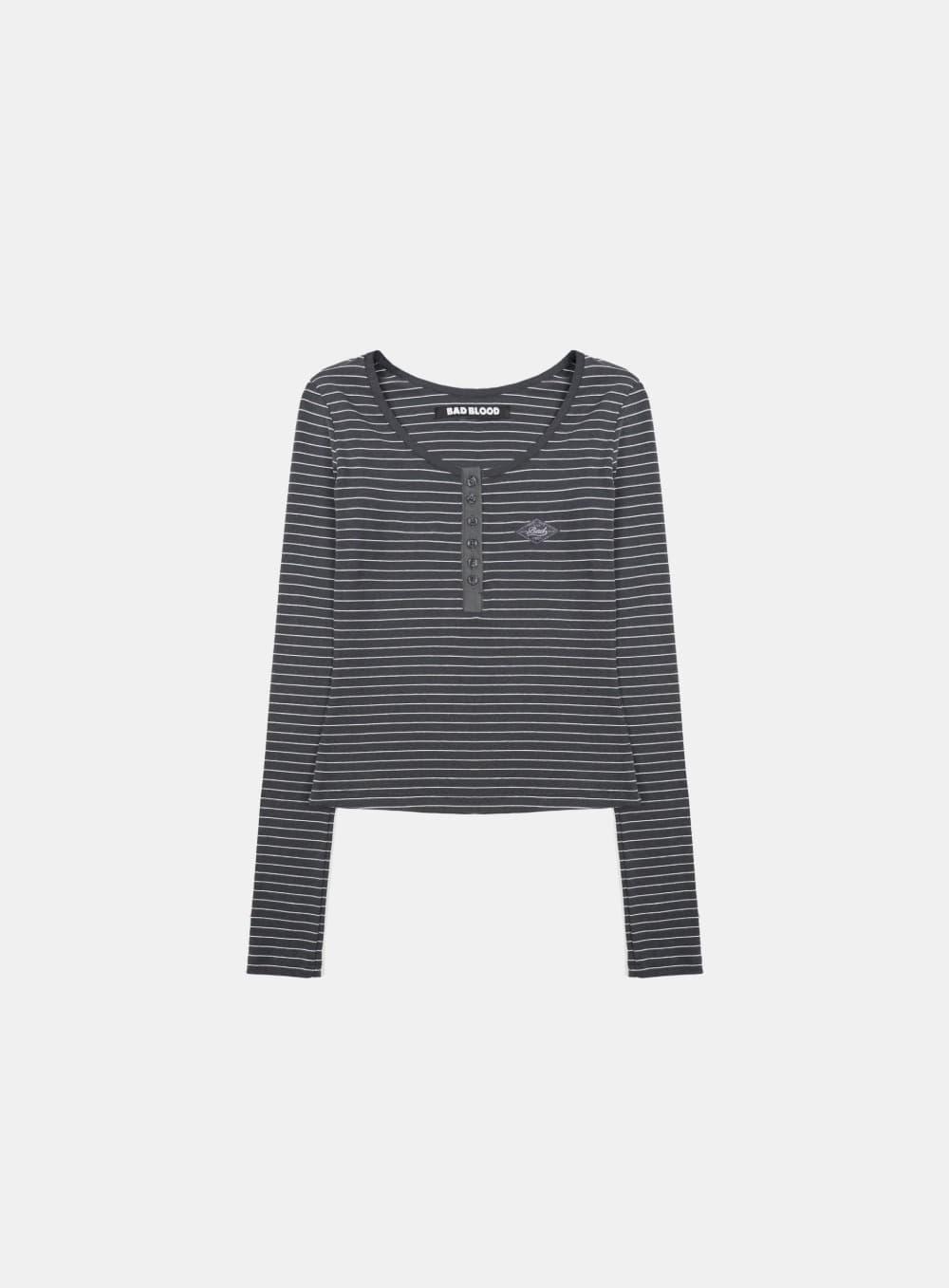 【BADBLOOD】 BEYOND SOFT HENLEY NECK LONG SLEEVE : STRIPE CHARCOAL 7,704円