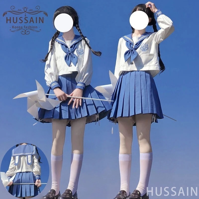 【新作入荷】ゆるかわ ストリート 3点セット うさ耳付きセーラー服 韓国 制服 夢かわ地雷 orange