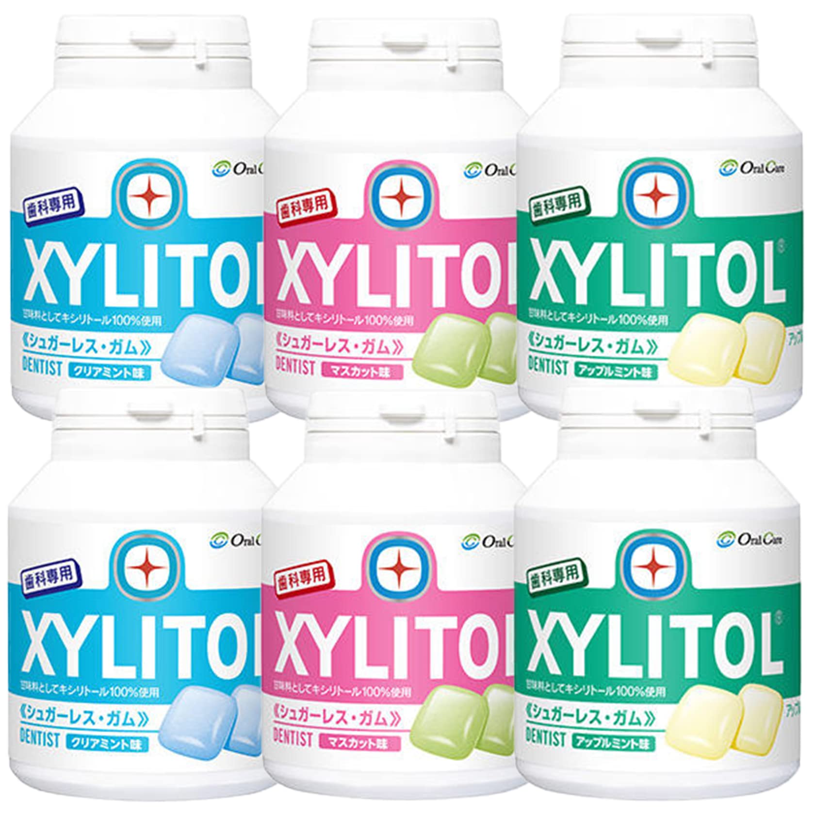 歯科医院専用　歯科用キシリトールガム(クリアミント・マスカット・アップルミント)153g（約90粒）/1個　3種6個セット