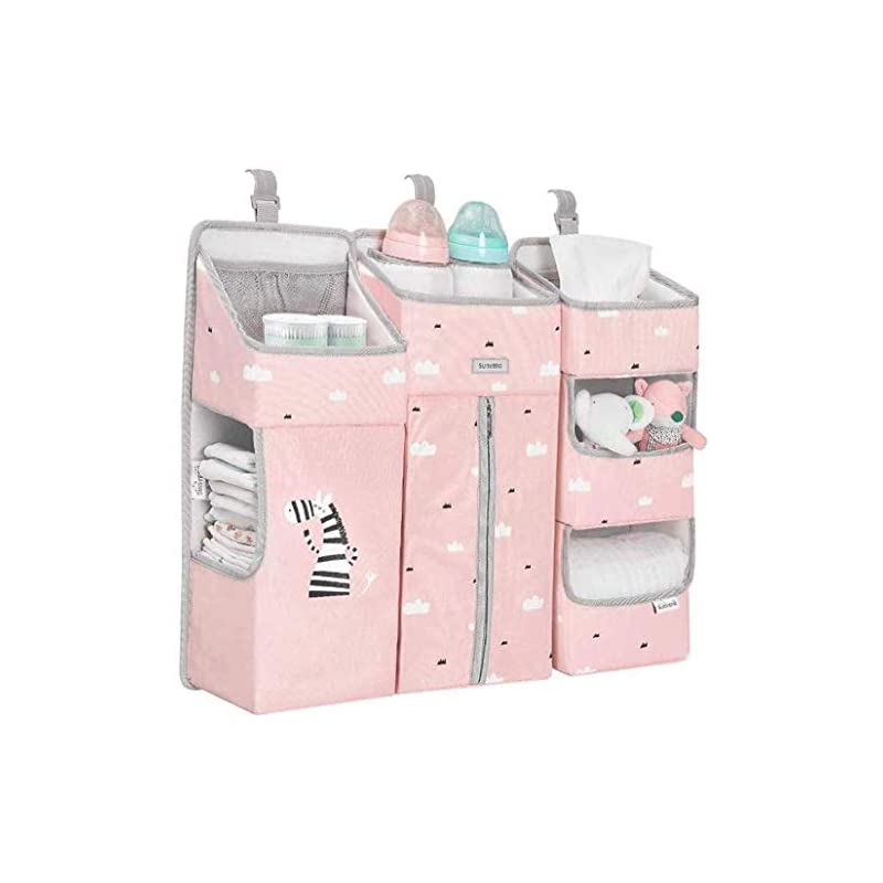 【即納】Sunveno べビーベッド収納 ウォールポケット おむつ収納ストッカー 3IN1 吊り下げ式 おもちゃ収納袋 可愛い 大容量 簡単取付 出産祝い 多機能 水洗い可能 (オレンジ)