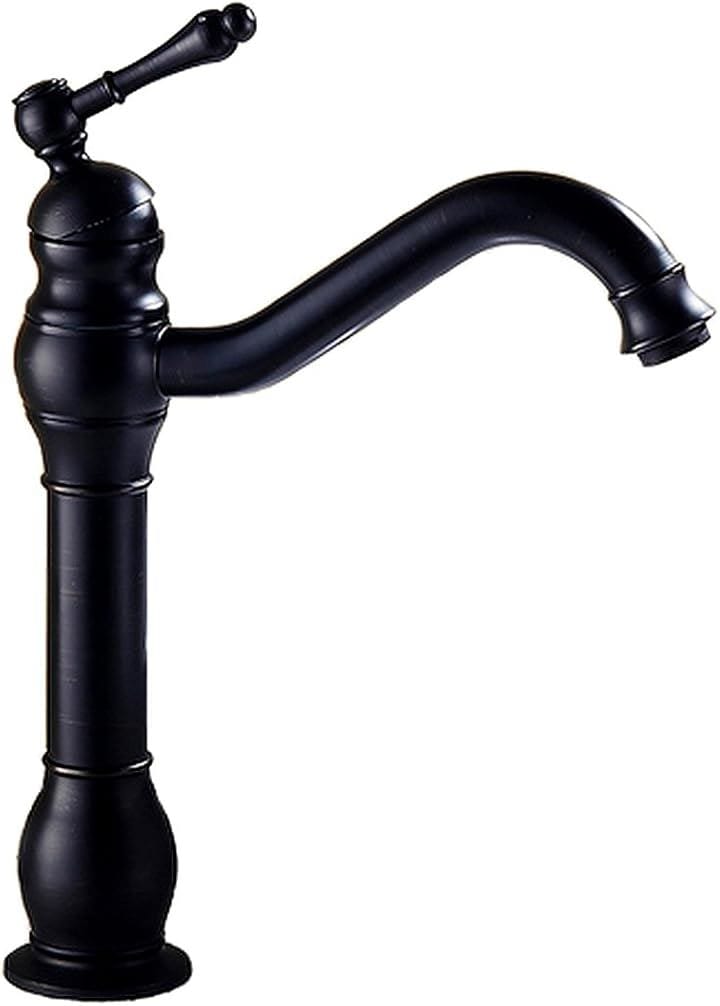 ライフシステム 洗面用 アンティーク 混合水栓 ブラック 水栓蛇口 シングルレバー 洗面台 ロング水栓 手洗い鉢 トール水栓 手洗いボウル SK63