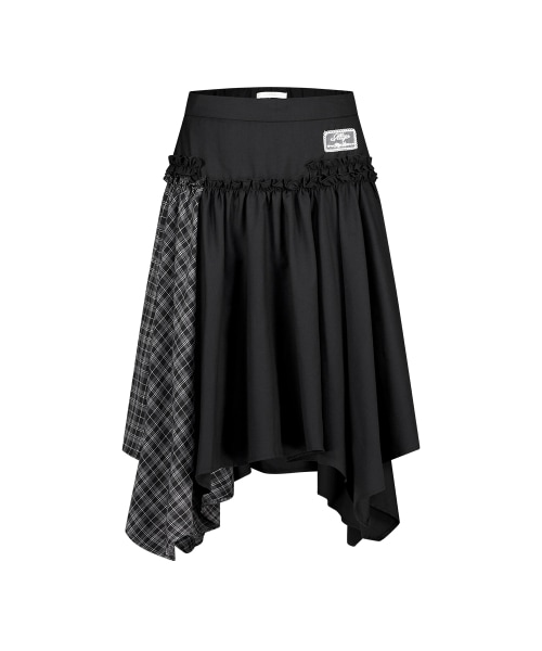 【ILLIGO】 CHECK COLOR-BLOCK MIDI SKIRT BLACK 正規品