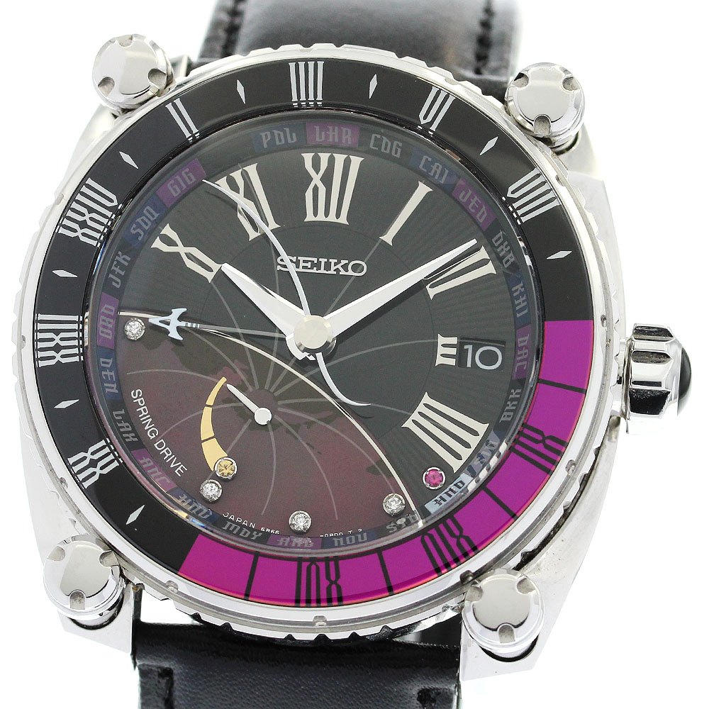 セイコー SEIKO SBLA113 ガランテ スプリングドライブ GMT パワーリザーブ 5Pダイヤ スプリングドライブ メンズ 箱・保証書付き_872587【中古】