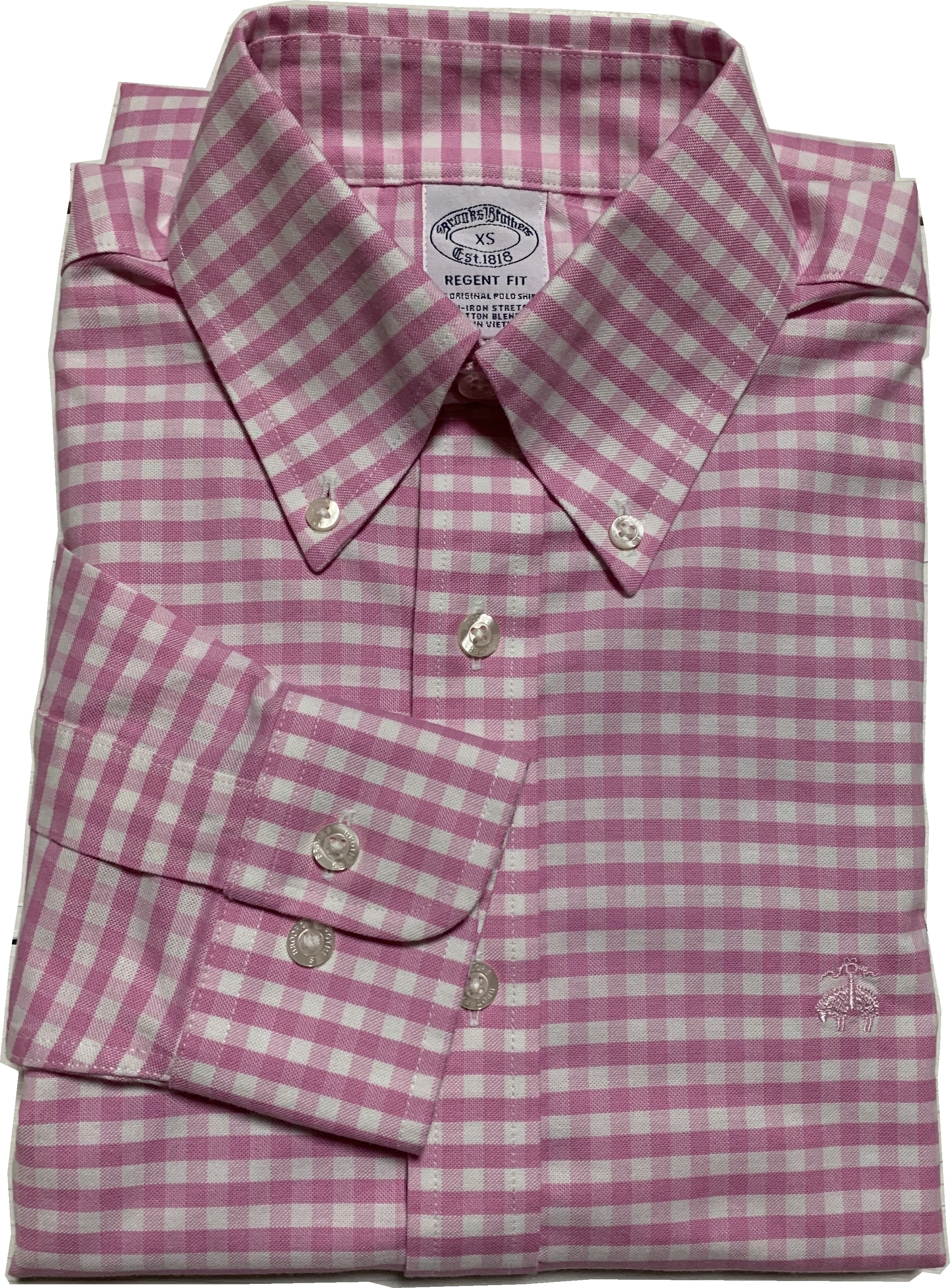 長袖 ワンポイント ボタンダウンシャツ チェック ピンク メンズ Brooks Brothers BB2-051