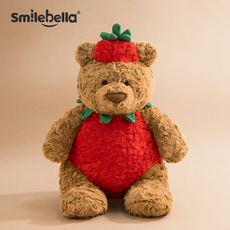 イギリスいちご熊人形テディベアぬいぐるみバルセロナ熊公仔安眠抱枕誕生日プレゼント女