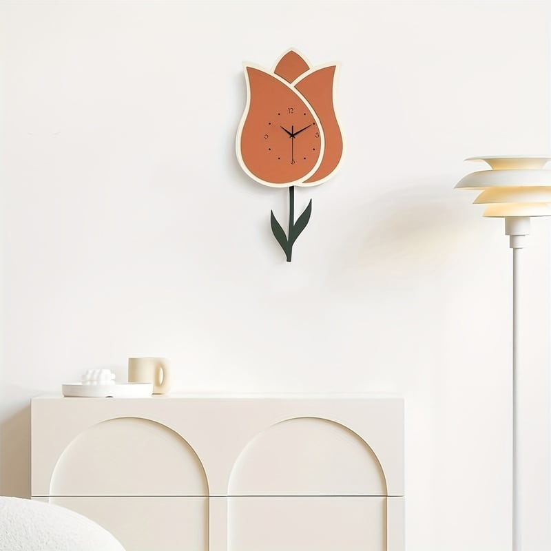 掛け時計 チューリップ型 ポップ 静音 アナログ おしゃれ かわいい インテリア 北欧 コンパクト 壁掛け 時計 ウォール クロック 4-7 8,170円