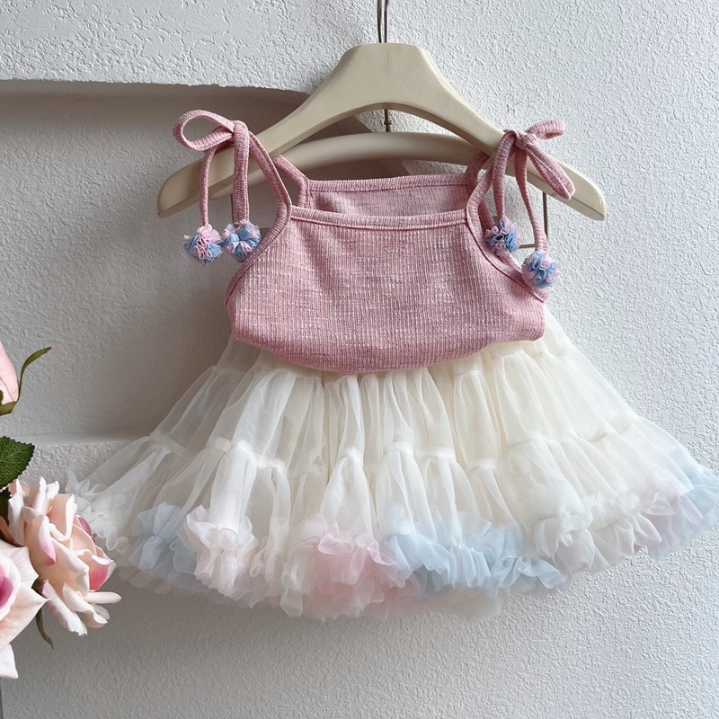 子供服24 夏用キャミソール ベビー 女の子 薄手スタイル スイートチュチュスカート 2点セット