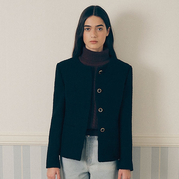 NON COLLAR BUTTON JACKET BLACK