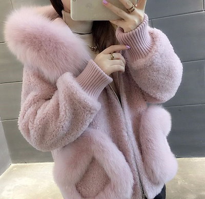 ⭐︎miu miu 希少　ツイード キツネ ファージャケット Qoo10] 秋冬 フェイク キツネの毛 毛皮コート : レディース服