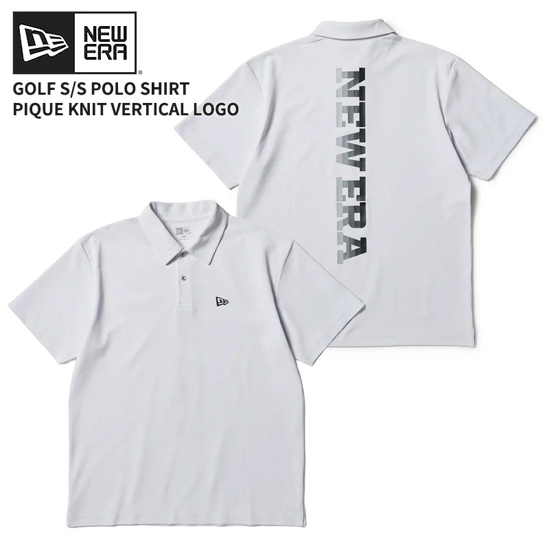 ニューエラ 半袖ポロシャツ 鹿の子 Vertical Logo ホワイト ゴルフ カットソー 14859940