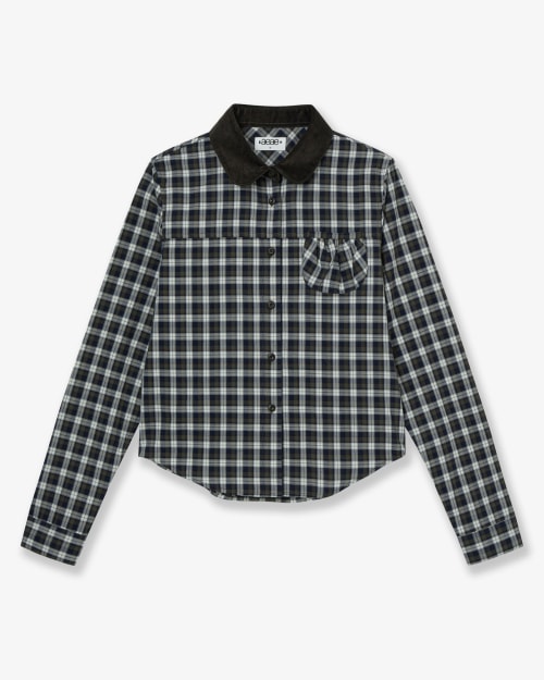 【AEAE】 ROUND POCKET CHECK SHIRTS [BLACK] 正規品