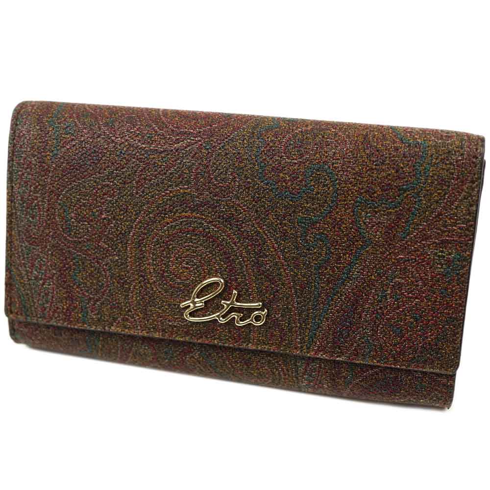 エトロ 財布 長財布 レディース ペイズリー柄 ブラウン カーフレザー ETRO 1I183-8171-600